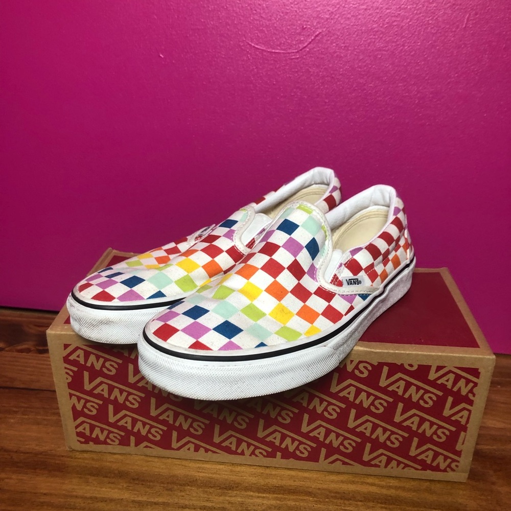 Vans Shoes W Sz 8 m Sz 6.5 rainbow checkered